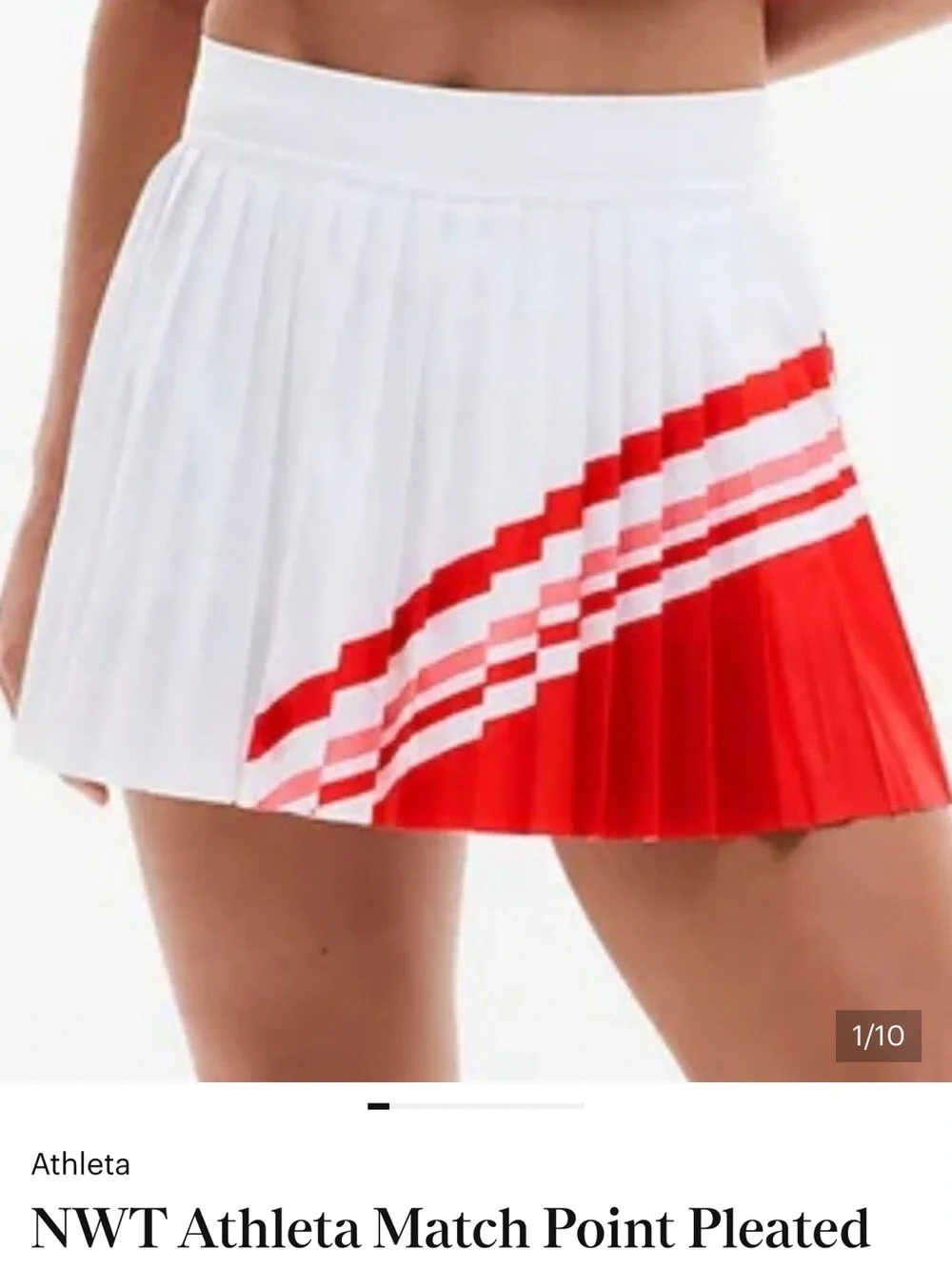 Athleta White and Red Pleated Sport Skirt